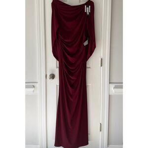 Betsy Adam NWT | Wine Red MIRIAM LONG DRAPED BACK EVENING GOWN DRESS | size 14